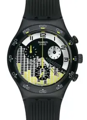 2008 Swatch Irony Chrono Electro Vibes YCB4011 - Black Chronograph, Rare