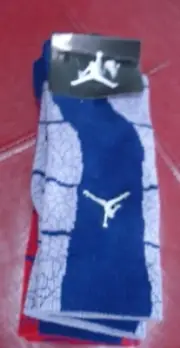 2015 New 2 Pair Nike Air Jordan High Crew Socks Size 5Y-7Y Red & Blue Crackle