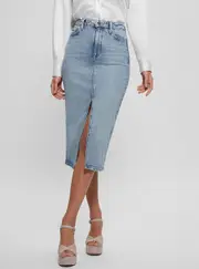 GUESS Blue Mila Denim Midi Skirt Size: 28