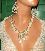 AWESOME NATURAL BAROQUE FRESH WATER PEARLS BIB/NECKLACE EARRING ARTISAN SET