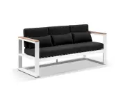 Outdoor Balmoral 3 Seater Outdoor Aluminium And Teak Lounge - Outdoor Aluminium Lounges - White Aluminium with Denim