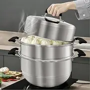 MANO Steamer Pot for Cooking 11 inch Steam Pots with Lid 2-Tier Multipurpose Stainless Steel Steaming Pot Cookware with Handle for Vegetable, Dumpling, Stock, Sauce, Food