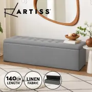 Artiss Storage Ottoman Blanket Box Bench 140cm Linen Chest Foot Stool Grey