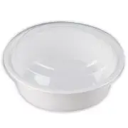 SafePro MC729-W 32 Oz. Round Microwaveable Containers Combo, White Bottom, 150/C
