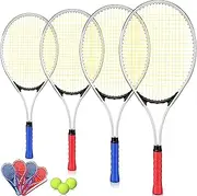 'Motionchic 4 Pcs Tennis Rackets for Adult Recreational 4 Players 27'' Tennis Racquet Lightweight Tennis Racket with 3 Tennis Balls for Training Beginners with Overgrips Carry Bag'