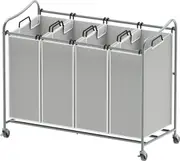 Rolling Laundry Sorter Cart - Heavy Duty, Silver