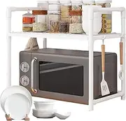 Adjustable Microwave Stand,Microwave Stand for Kitchen Countertop Storage - Counter Top Organizer Microwave Stand with Hooks
