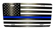 THIN BLUE LINE AMERICAN TACTICAL FLAG POLICE METAL CAR NOVELTY LICENSE PLATE TAG