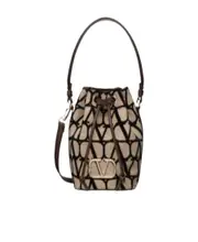Valentino VLogo Plaque Drawstring Bucket Bag One size Black