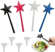 4 Pcs Salt and Pepper Shakers, Magic Star Wand Shaped Seasoning Bottle,Fairy Wand Dispenser Refillable Removable，2 for 3 Holes Shaker, 2 for 1 Hole Shaker，Kitchen Supplies for BBQ, Camping