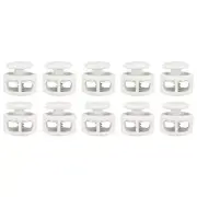 10pcs Cord Lock Double Hole Spring Toggle Stopper for Drawstring, White
