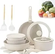 Gourmetific Cookware Set, Gourmetific Cookware Set Stackables with Removable Handle, 5/9/11/15/17 Nonstick Maifan Cookware Sets, for Gas Stove, Induction Cooker, Oven (11-Piece Set)