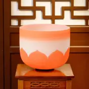 11 inch D Note Sacral Chakra 432hz Orange Lotus Colored Crystal Singing Bowl