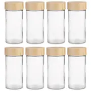 8PK Appetito 85ml Glass Spice Jar Round Container w/ Bamboo Lid