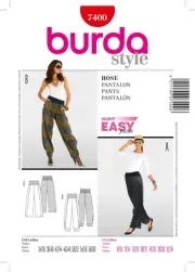 BURDA SEWING PATTERN 7400 MISSES SZ 8-34 EASY LOOSE-FITTING HAREM STYLE PANTS