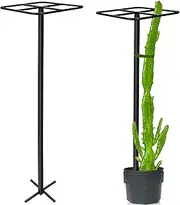 HEYTIMI 1 Pcs Adjustable Metal Dragon Fruit Plant Trellis 12" x 12" x 50" Durable Vertical Support Tower Plant Cage for Gardening Climbing Plants Trees Cactus Outdoor Garden, Installation Required