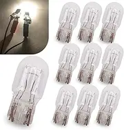 JawGrew Pack-10 Car T20 Brake Bulb, 12V 21/5W 1891/7443 Double Filament High Brightness Micro DRL Bulb Replacement, Shockproof and UV-proof Quartz Glass Halogen Bulb, Universal for Cars (White)
