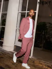 Pink Slim Fit Tuxedo Suit Trousers (B16937) | $73