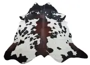Tricolor Cowhide Rug Salt Pepper Brown White Black Brazilian 7.7ft x 7ft