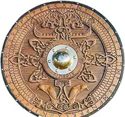 Medieval Round Viking Shield Brown Wolf Carved Norse Battleworn Shield Wood & Iron 24 inches Shield for Wall Decor & Cosplay.
