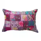 Handmade Boho Patchwork Cushion Vintage Purple Throw Pillow Cover 40x60 cm