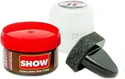 [SHOW] Brown Instant Shine Shoe Polish Cream with Sponge for Shoes Boots Bags - Unisex 50ml 1 Unit Polish Cream - Leather Nourishment and Conditioner - Shoe Care Products, Brown, 50 ml