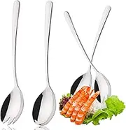 TuseRxln Set of 4 Salad Servers Stainless Steel Salad Spoons Salad Forks and Beautiful Salad Servers Set Stainless Steel Salad Fork Serving Spoon 19.5 cm x 4.6 cm