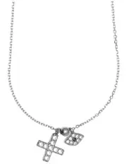 [Mocha] Gregio Simply Me Tiny Shiny Necklace With Cross And Evil Eye in Silver