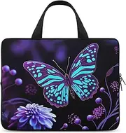 Laptop Case Sleeve Shockproof Computer Carrying Bag Purple Butterfly and Flowers Notebook Case Cover Laptop Bag Water Resistant Computer Cases Tablet Briefcase for Travel Business 10 Inch