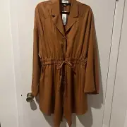 NEW Terea By Andrea Pitter Jacket long duster Adobe L Large Rust Orange coat
