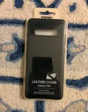 Samsung Leather Back Cover Case for Galaxy S10 Plus - BLACK EF-VG975LBEGUS
