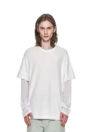 Layered Long Sleeve Top For Men In White