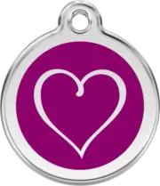 Red Dingo Enamel Tribal Heart Tag - Purple - Lifetime Guarantee - Cat, Dog, Pet