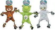 Trendy Pets Crinkle Animal Plush Rope Toy, 3 Assorted