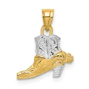14K Yellow & Rhodium W/ Cowboy Boot Charm