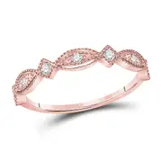 10k Rose Gold Round Diamond Stackable Band Ring 1/8 Cttw