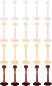 [Oyaface] 20 Pcs 16G Push Top Lip Labret Monroe Bars Retainers Flexible Bioflex Flat Top Piercing for Sport Work Surgery