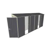 Build-a-Shed 0.8 x 4.5 x 2m Skillion Single Hinged Door Shed with Dual Single Sliding Side Doors - Grey