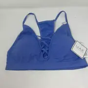 IJAK Strappy Bralette Blue Padded Sz L Racerback NEW