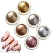 Nuyhadds Chrome Nail Glitter Powder, 6 Colours Mirror Effect Fingernail Chrome – Shimmer Nail Powder for Festivals, Dating, Make-Up,