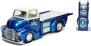 1952 Chevy COE Flatbed Tow Truck Crown Towing Candy Blue and Cream with Extra Wheels Just Trucks Series 1/24 Diecast Model Car by Jada 32708