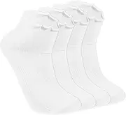 [Xinjoduz] 2 Pairs Ruffle Ankle Socks Women White Frilly Socks Lettuce Girly Soft Frilly Sock Soft Breathable Cool Sock Cotton Knit Lettuce Low Cut Crew for Women Grls, White