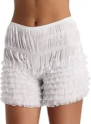 [FEESHOW] Women's Sexy Ruffled Lace Panties Safe Shorts Dance Bloomers Pumpkin Pettipant Frilly Shorts