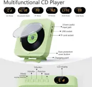 Portable CD Player with BluetoothGreen-w/Remote/Timer/Built-in Speakers/FM