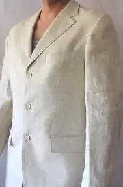 Beach Linen Blazer Coat Jacket - Wedding for Groom - Beige Khaki Cream for Men