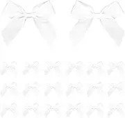 White Satin Ribbon Bow Decor 2" Self Adhesive Premade Bows for Gift Wrapping Black Mini Bow for Treat Bags Party Favors Wedding Valentines Decorations - 50 pcs