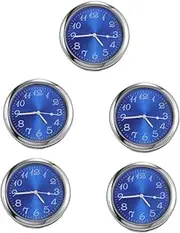 5pcs Car Clock Truck Mini Clock Auto Clock Desk Clock Interior Clock Small Clock for Car Clock for Car Dash Small Digital Clock Dashboard Clock Tiny Clock Metal Blue ULTECHNOVO