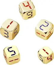 UPKOCH 5pcs Golden Number Dice Corner Party Rounded Giant Dice Game Teaching Dice Colored Small Dice with Number Mini Game Dice Props Large Dices Entertainment Dices Zinc Alloy