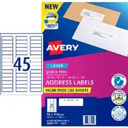 Avery 45UP Laser Address Labels with Sure Feed 120 Sheets