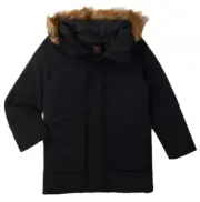 Swiss Tech Girls Parka Black 14/16 Winter Peak Blast Lined Full Zip Hood Pockets